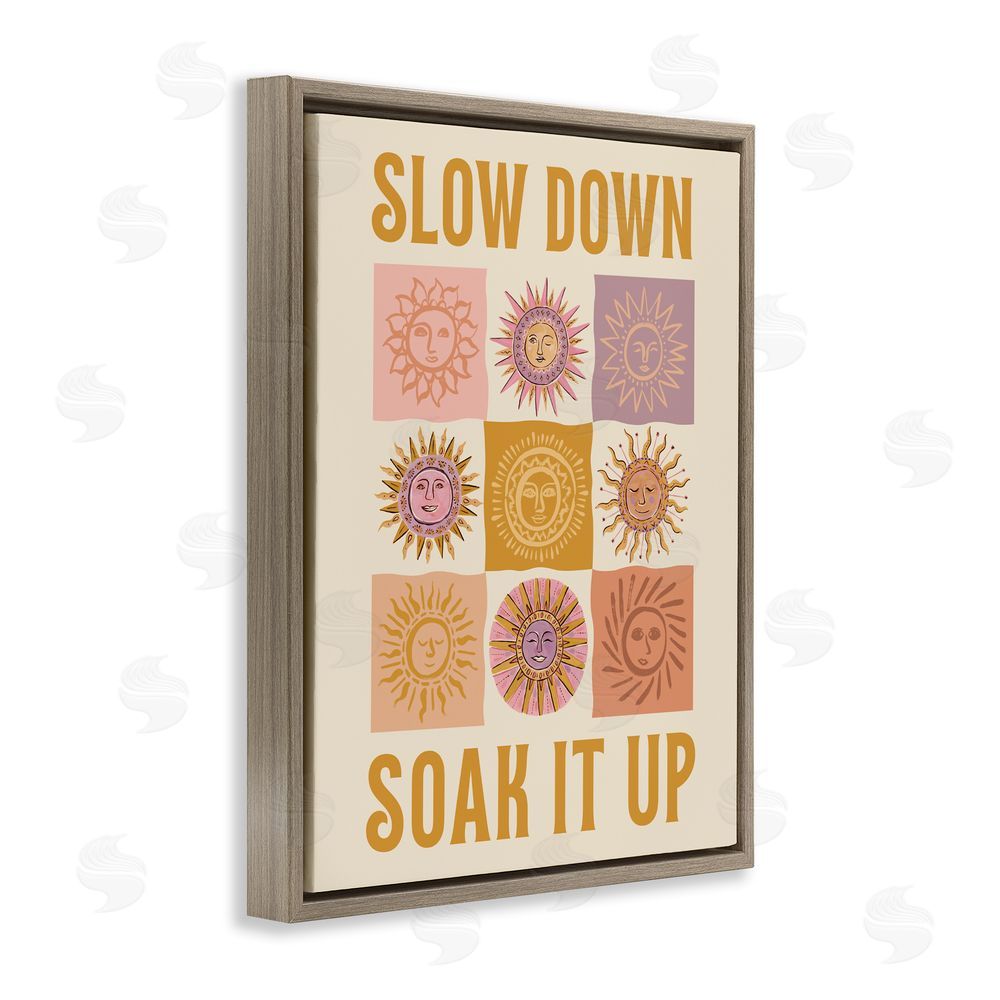 Two If By Sea Studios Slow Down Soak It Up Brown Floating Framed Canvas Wall Art Print
