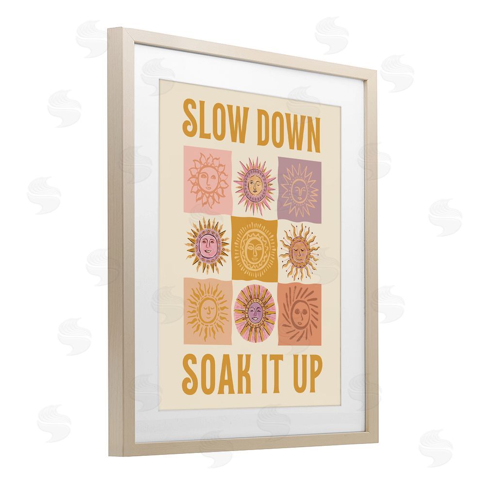 Two If By Sea Studios Slow Down Soak It Up Brown Framed Print Under Glass with White Mat Wall Art