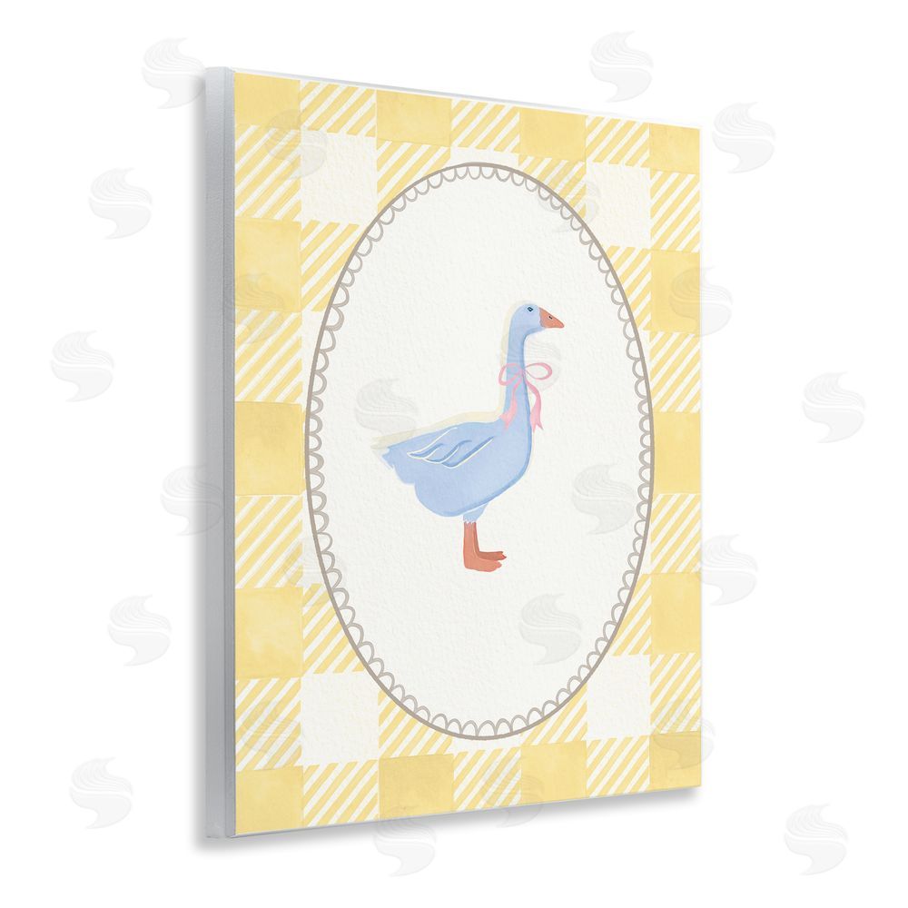 The Paper Curator Little Goose on Yellow Gingham Wooden Wall Plaque Art Print