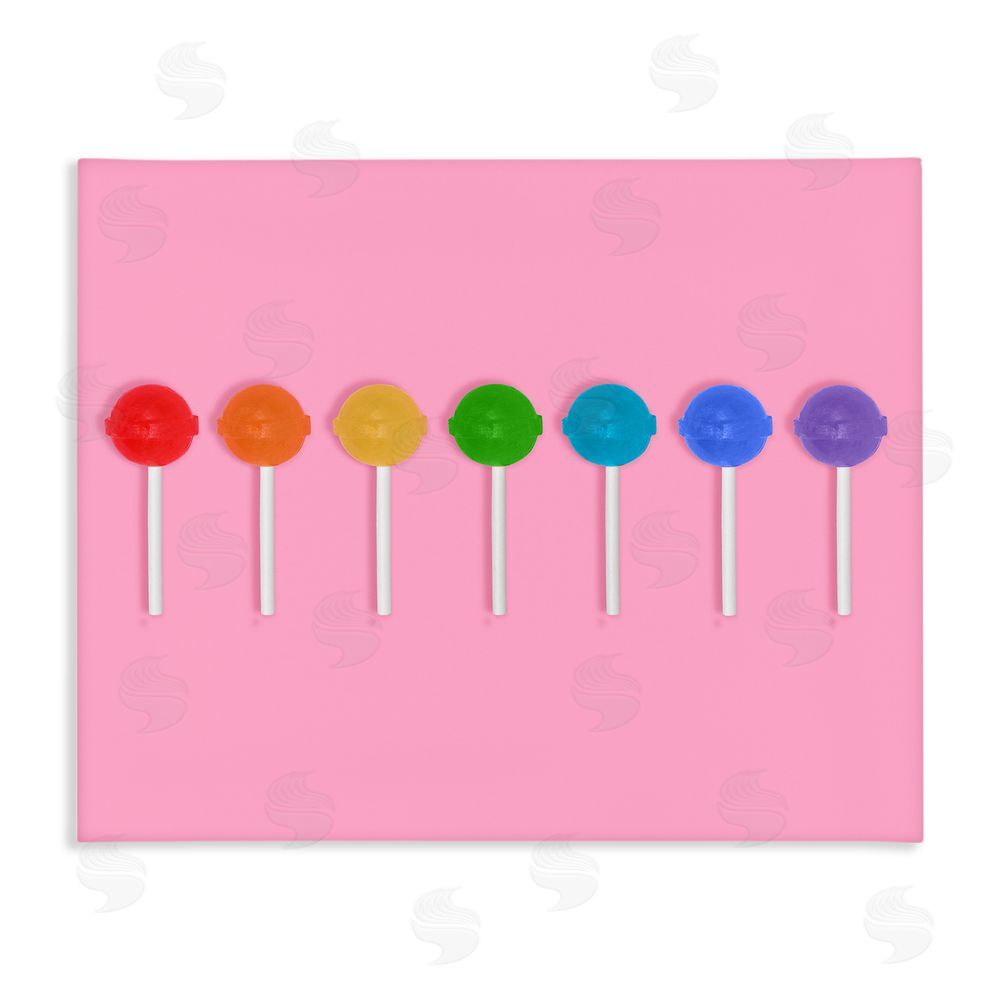 LISH Creative Row of Rainbow Lollipops Stretched Canvas Wall Art