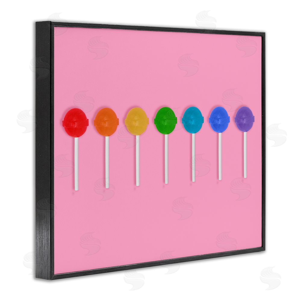 LISH Creative Row of Rainbow Lollipops Black Framed Giclee Wall Art