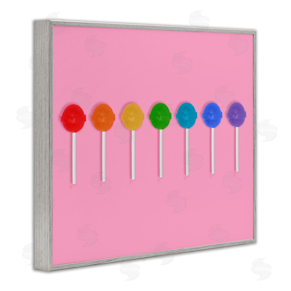 LISH Creative Row of Rainbow Lollipops Gray Framed Giclee Wall Art