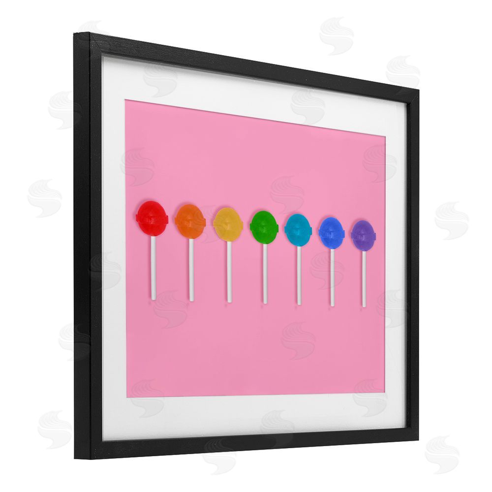 LISH Creative Row of Rainbow Lollipops Black Framed Print Under Glass Wall Art