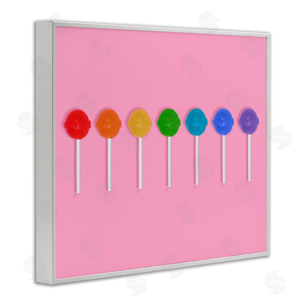 LISH Creative Row of Rainbow Lollipops White Framed Giclee Wall Art