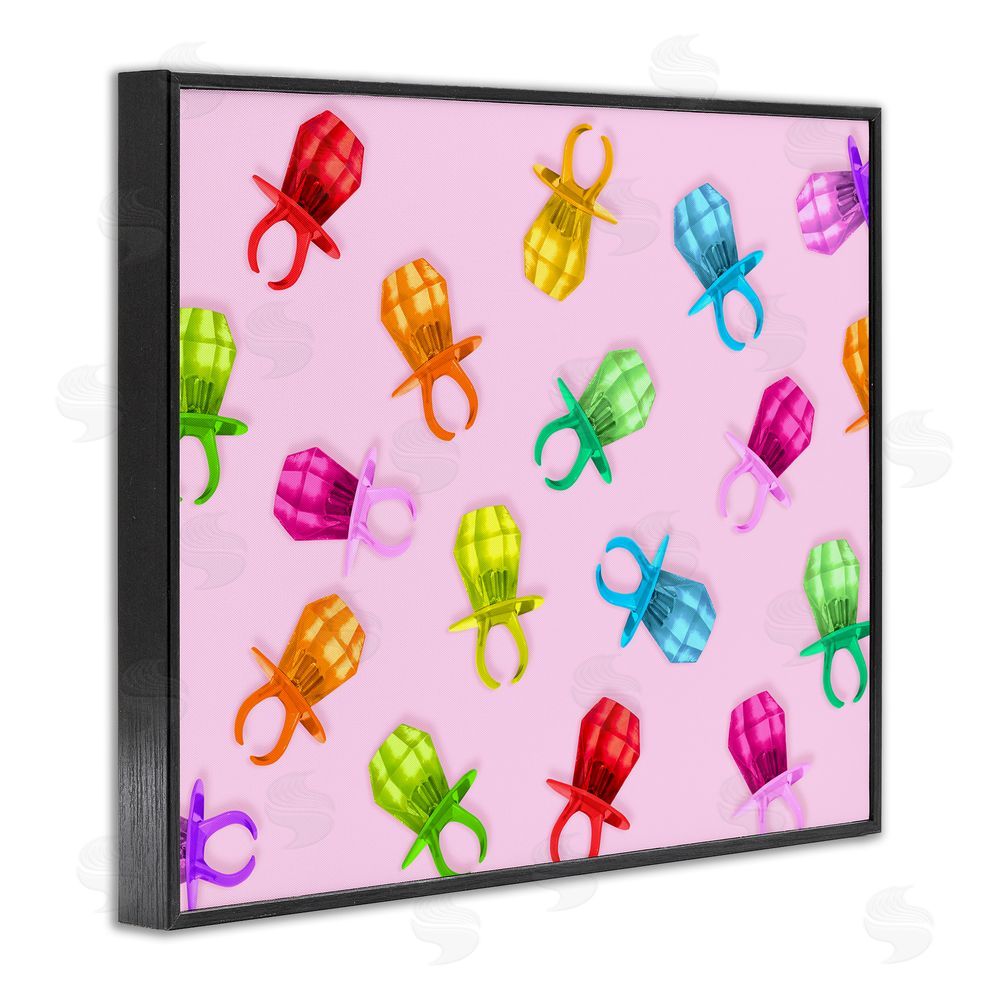 LISH Creative Candy Gem Ring Party Pattern Black Framed Giclee Wall Art Print