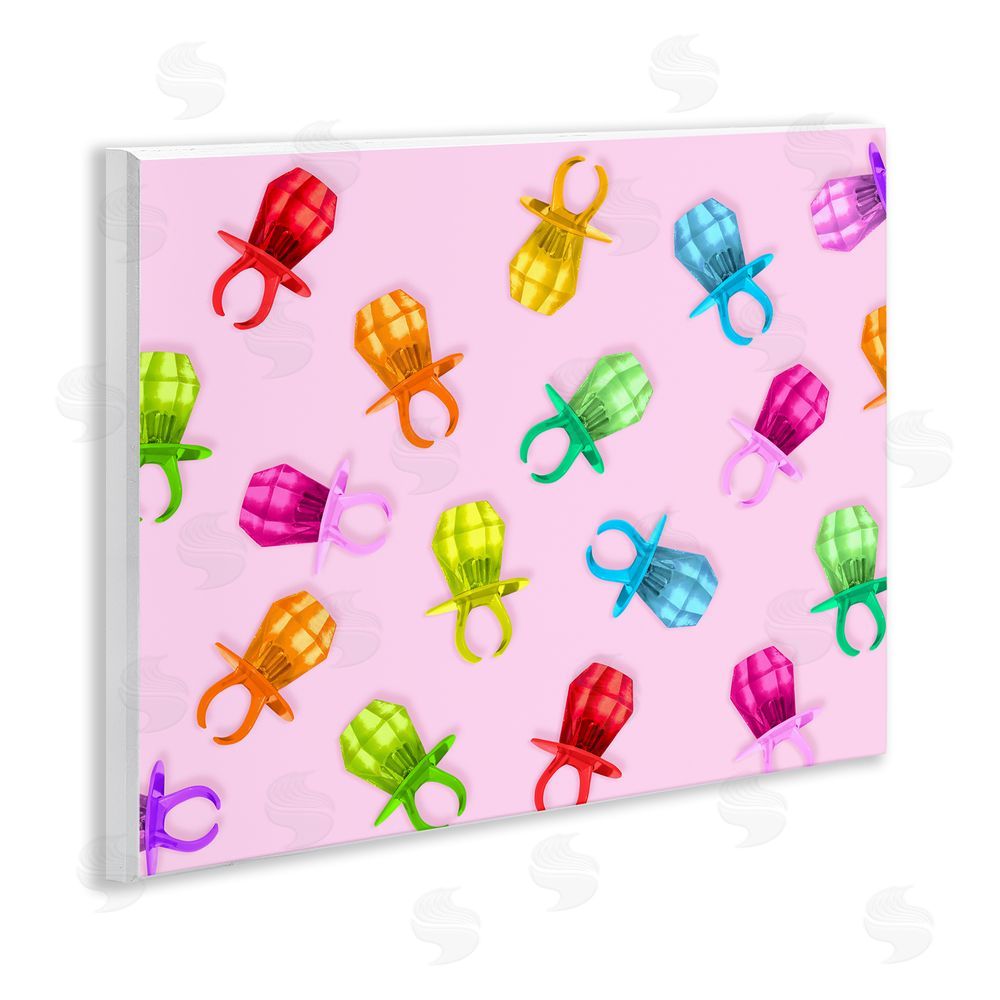 LISH Creative Candy Gem Ring Party Pattern Wall Plaque Art Print with White Foil Wrap