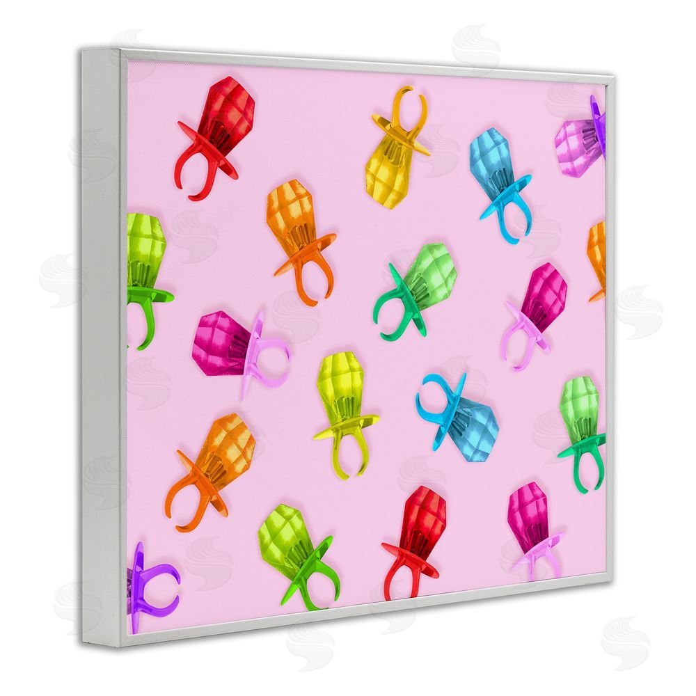 LISH Creative Candy Gem Ring Party Pattern White Framed Giclee Wall Art Print