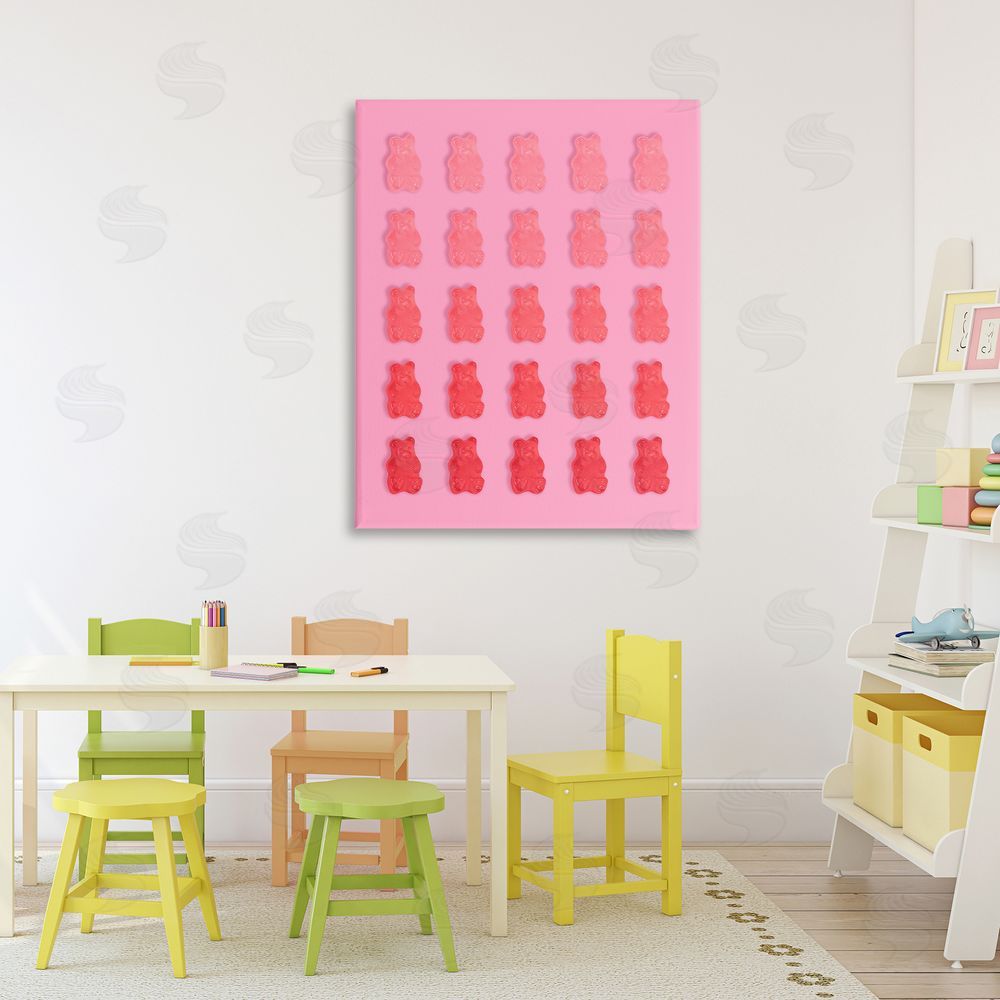 LISH Creative Sweet Pink Gummy Bears Stretched Canvas Wall Art Print in Room