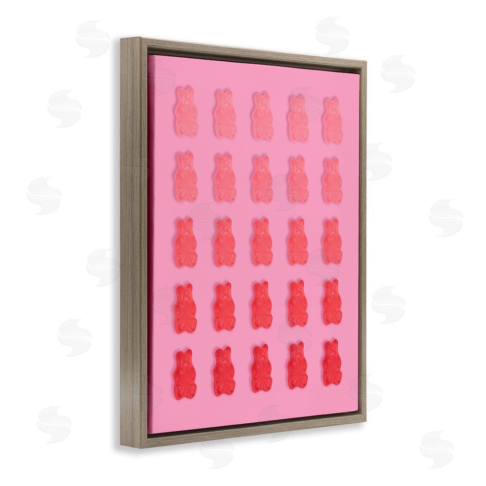 LISH Creative Sweet Pink Gummy Bears Brown Floating Frame Canvas Wall Art Print