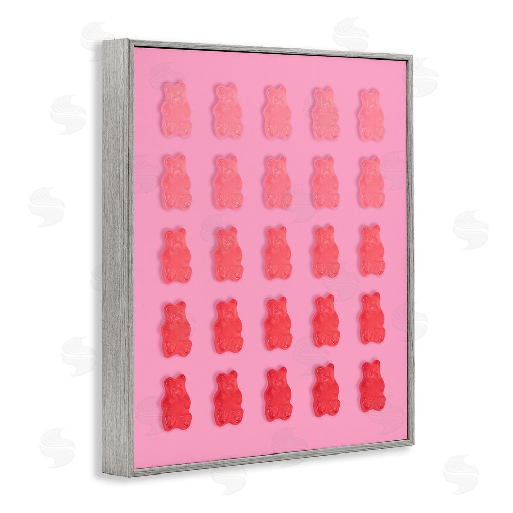LISH Creative Sweet Pink Gummy Bears Gray Framed Giclee Wall Art Print