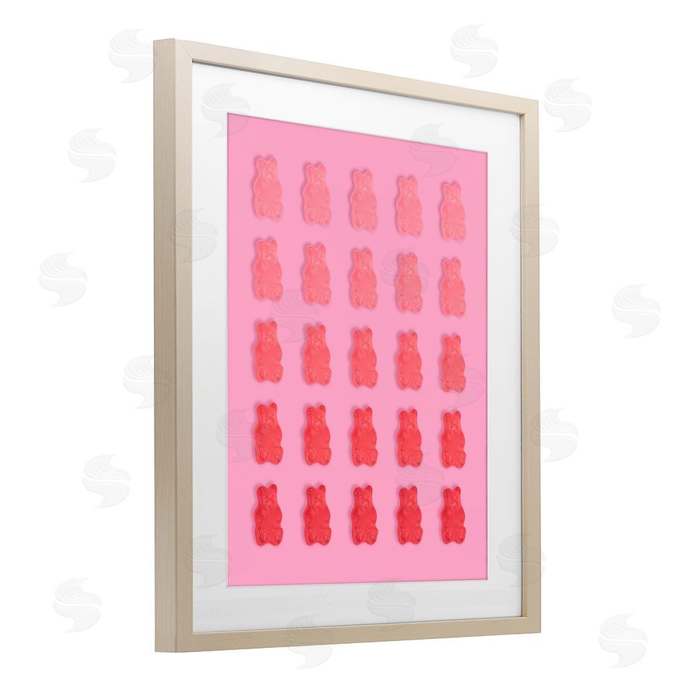 LISH Creative Sweet Pink Gummy Bears Brown Framed Print Under Glass Wall Art