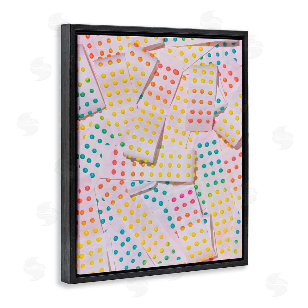 LISH Creative Retro Color Candy Dots Black Floating Framed Canvas Wall Art