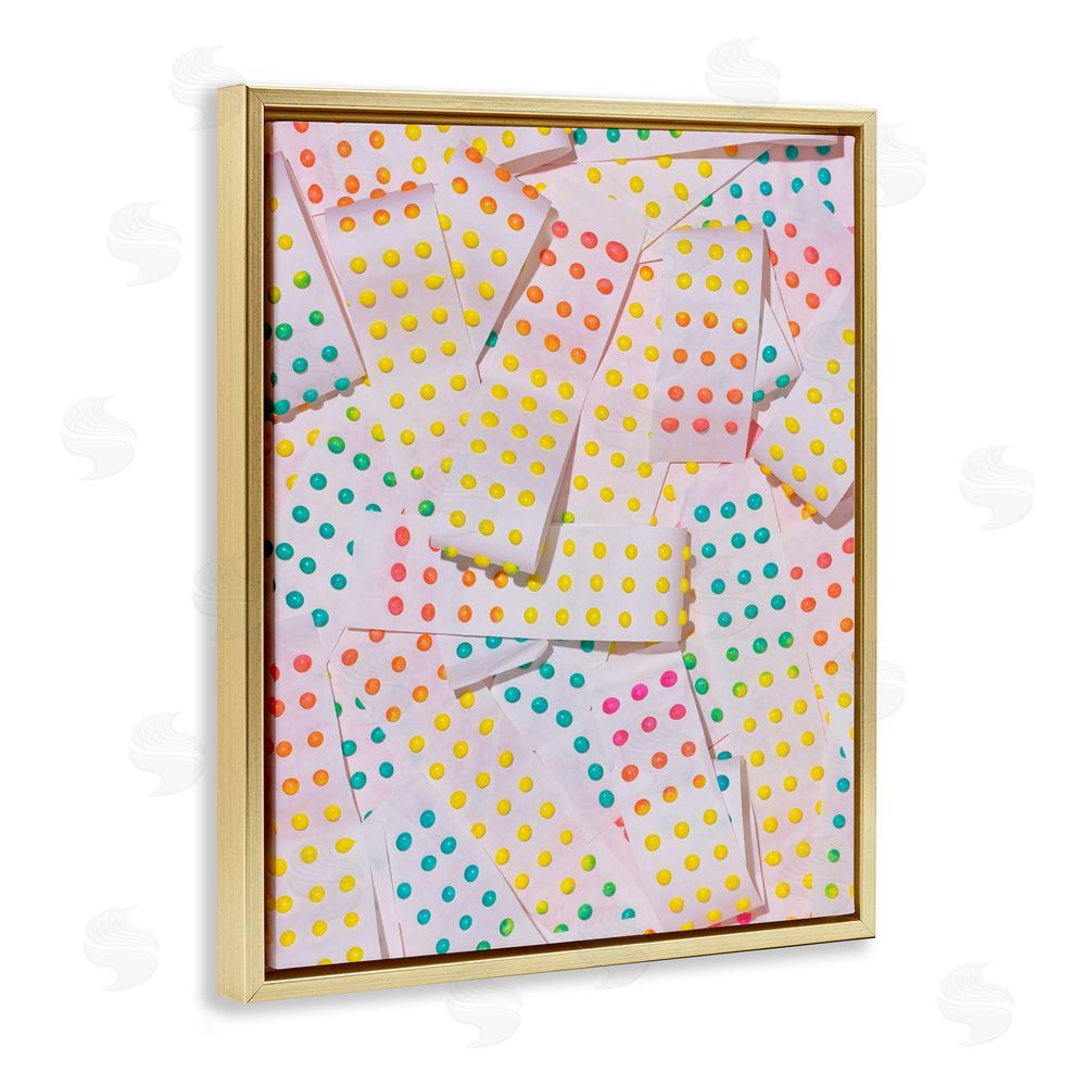 LISH Creative Retro Color Candy Dots Gold Floating Framed Canvas Wall Art
