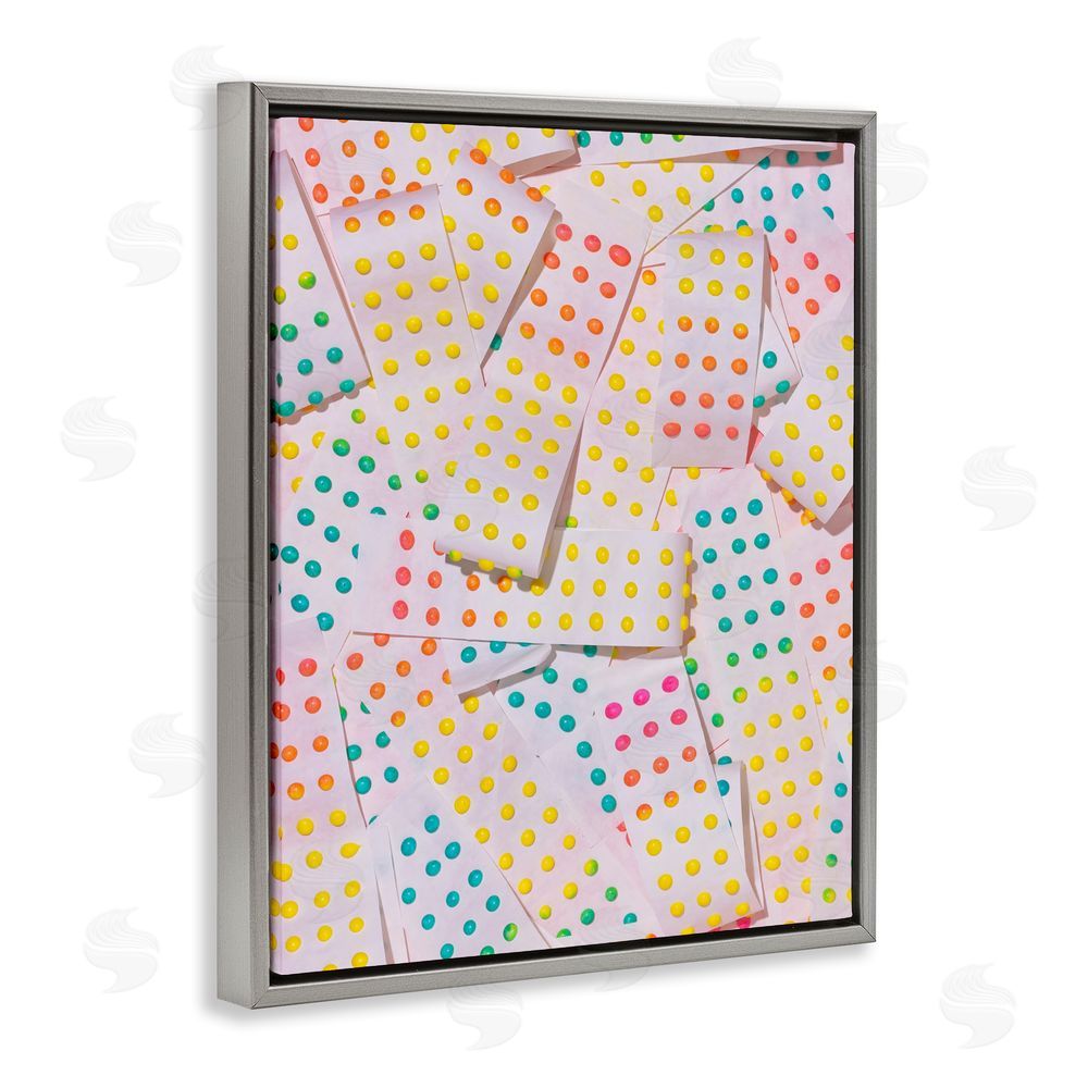 LISH Creative Retro Color Candy Dots Gray Floating Framed Canvas Wall Art