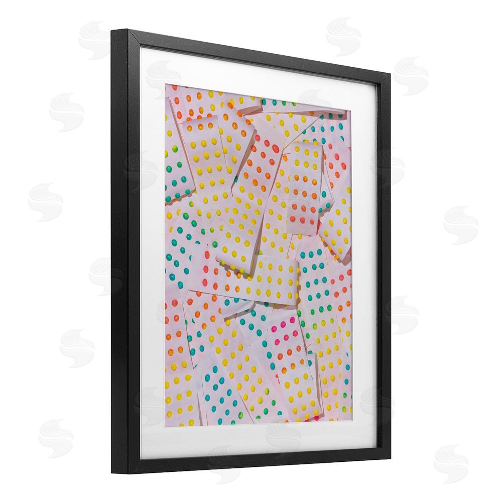 LISH Creative Retro Color Candy Dots Black Framed Print Under Glass Wall Art
