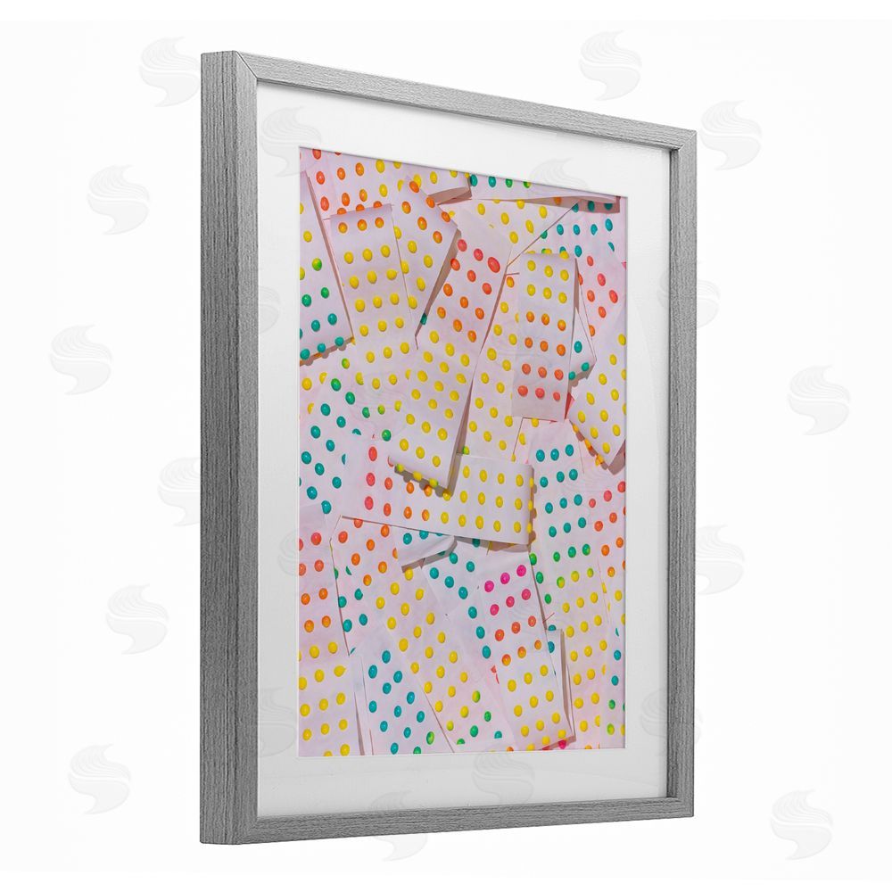 LISH Creative Retro Color Candy Dots Gray Framed Print Under Glass Wall Art