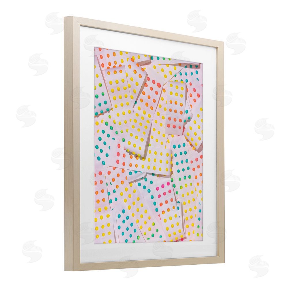 LISH Creative Retro Color Candy Dots Brown Framed Print Under Glass Wall Art
