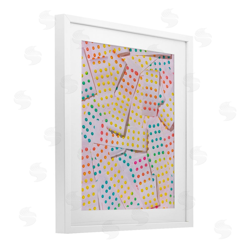 LISH Creative Retro Color Candy Dots White Framed Print Under Glass Wall Art