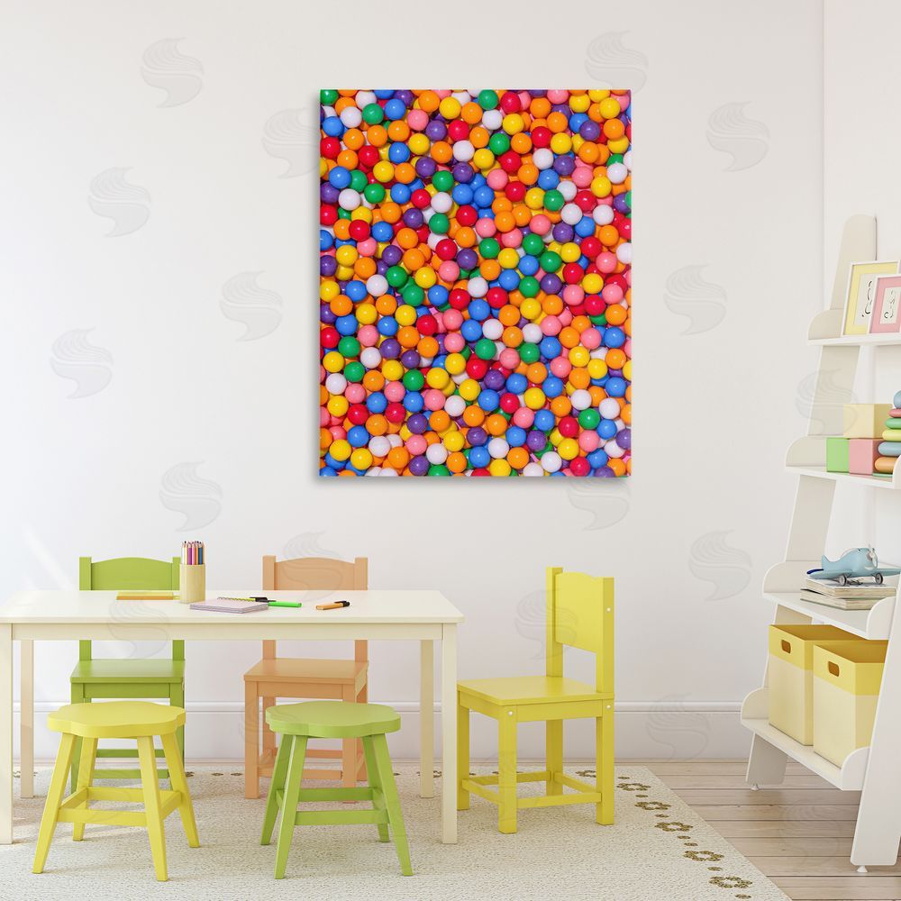 LISH Creative Colorful Gumballs Close Up Stretched Canvas Wall Art in Room