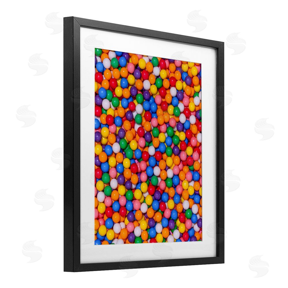 LISH Creative Colorful Gumballs Close Up Black Framed Print Under Glass Wall Art