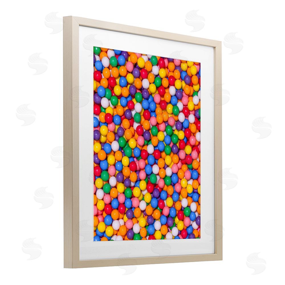 LISH Creative Colorful Gumballs Close Up Brown Framed Print Under Glass Wall Art