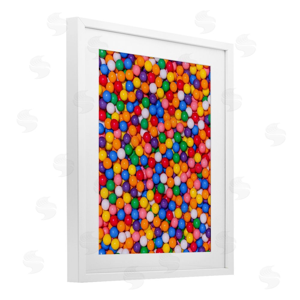LISH Creative Colorful Gumballs Close Up White Framed Print Under Glass Wall Art