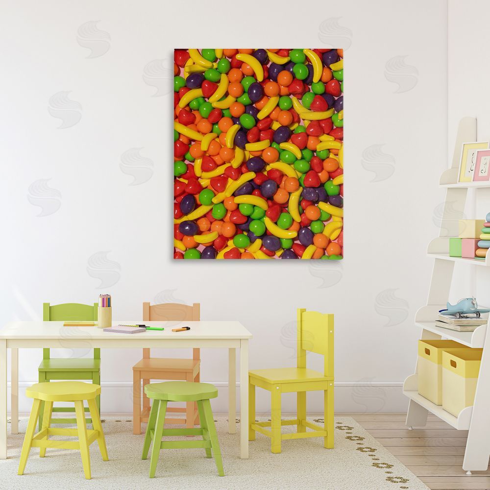 LISH Creative Retro Assorted Fruit Candy Stretched Canvas Wall Art in Room