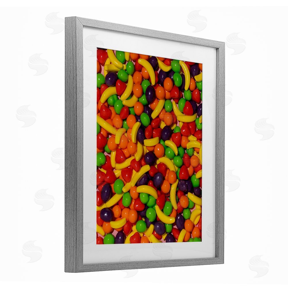 LISH Creative Retro Assorted Fruit Candy Gray Framed Print Under Glass Wall Art