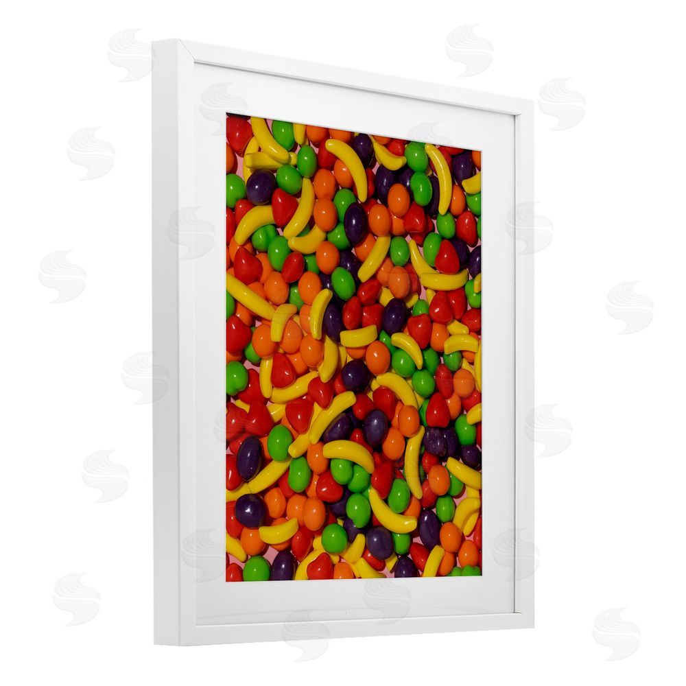 LISH Creative Retro Assorted Fruit Candy White Framed Print Under Glass Wall Art