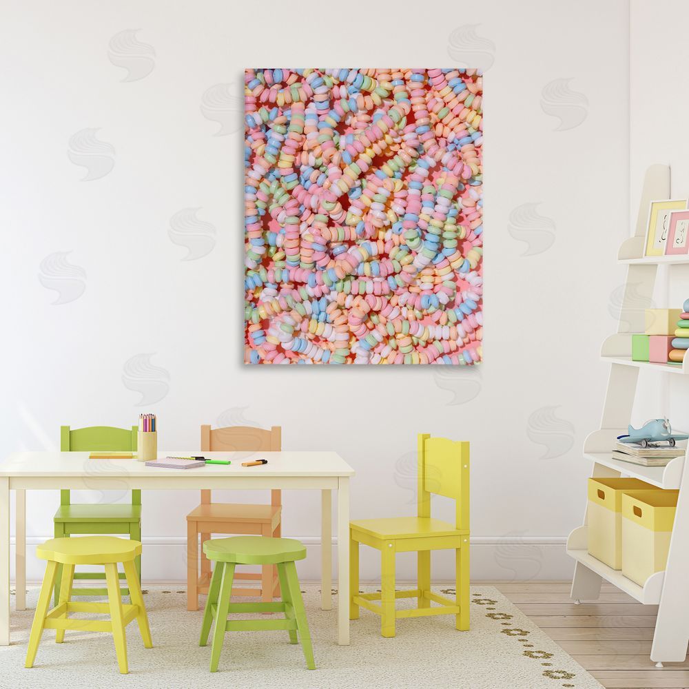 LISH Creative Pastel Candy Necklace Stretched Canvas Wall Art in Room
