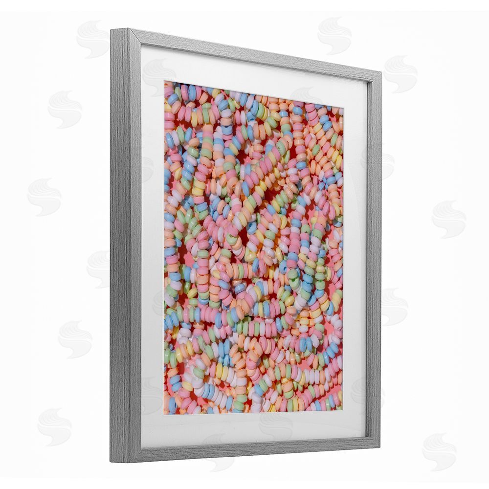 LISH Creative Pastel Candy Necklace Gray Framed Print Under Glass Wall Art