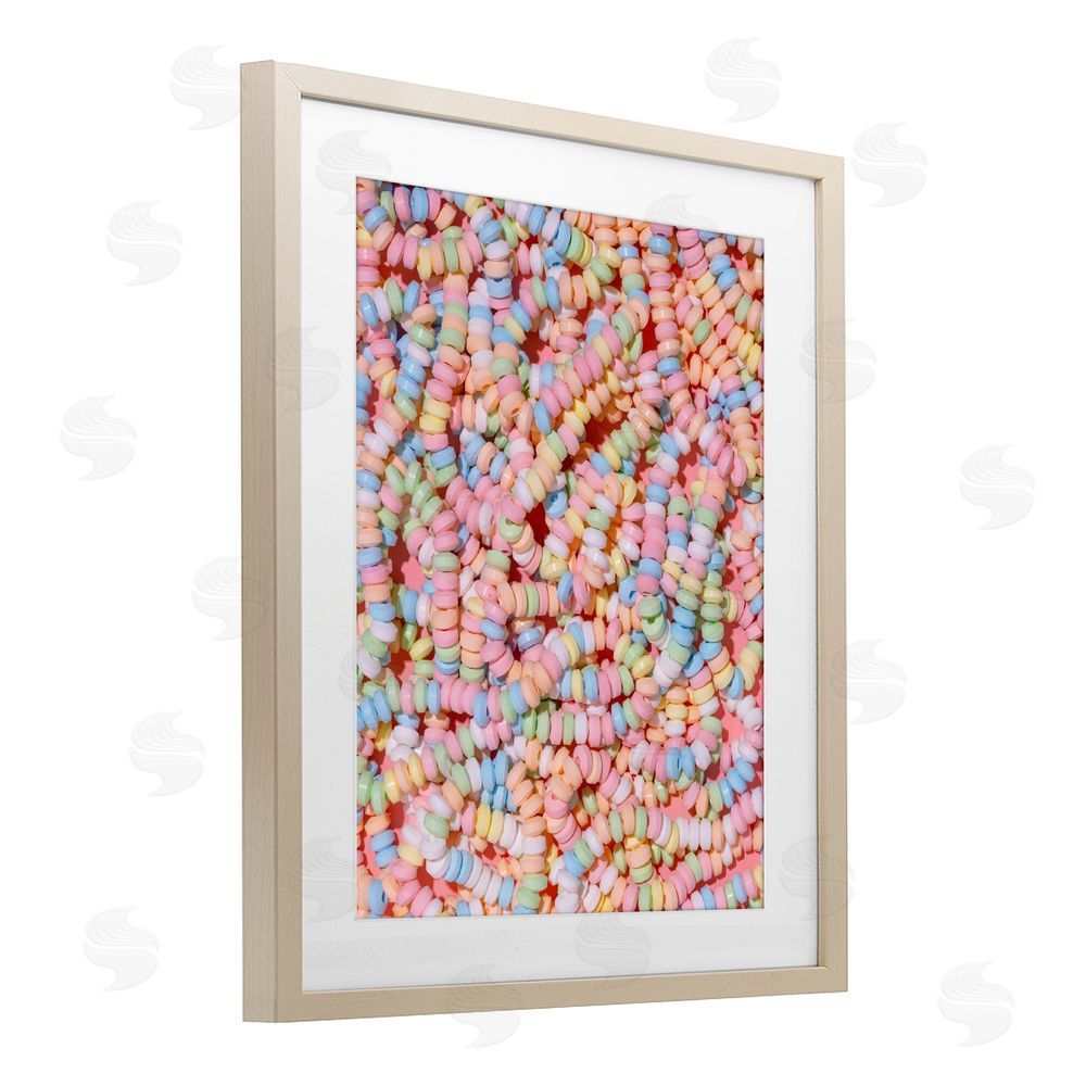 LISH Creative Pastel Candy Necklace Brown Framed Print Under Glass Wall Art