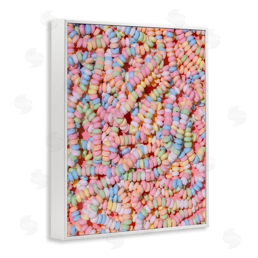 LISH Creative Pastel Candy Necklace White Framed Giclee Wall Art
