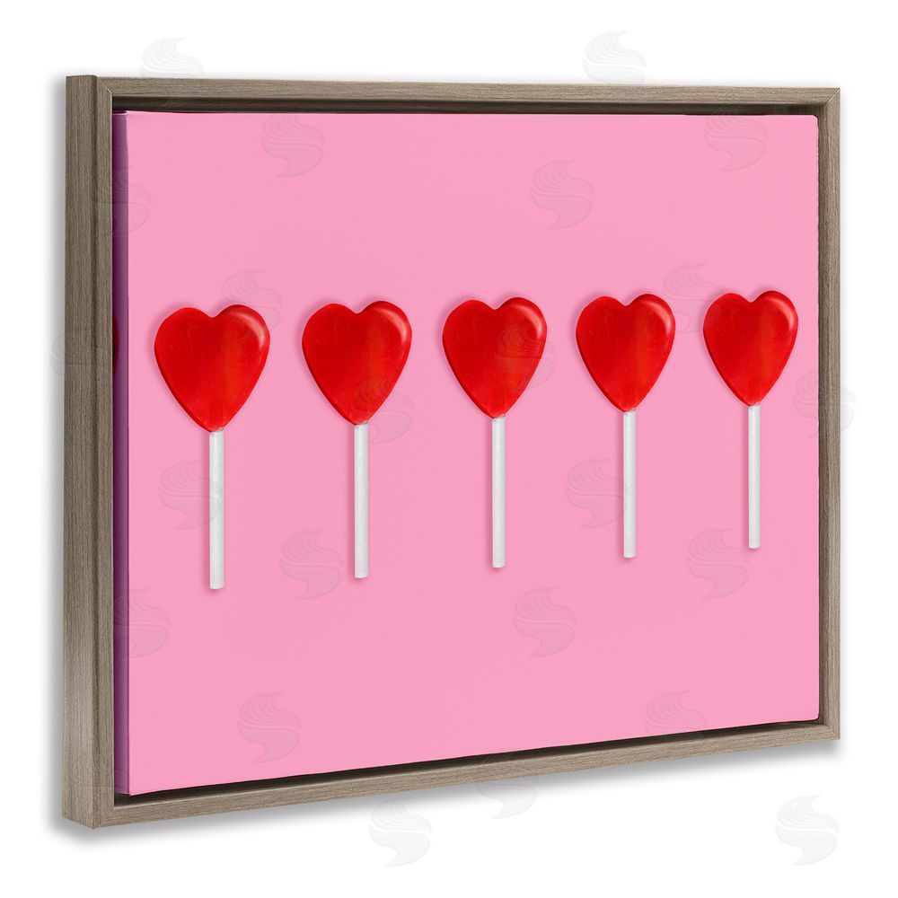 LISH Creative Valentine's Heart Pops Brown Floating Frame Canvas Wall Art Print