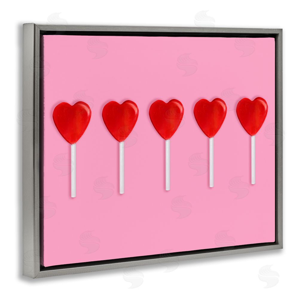 LISH Creative Valentine's Heart Pops Gray Floating Frame Canvas Wall Art Print