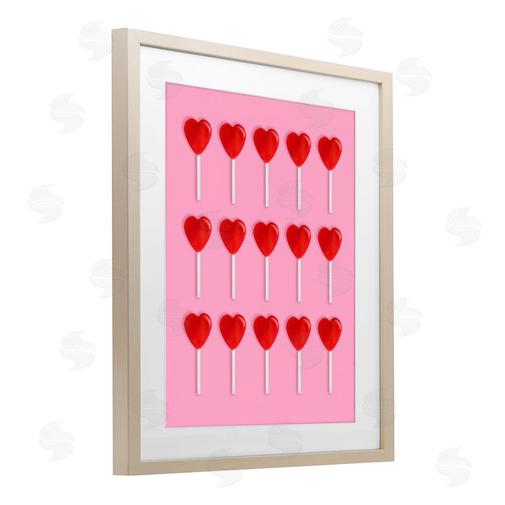LISH Creative Heart Lollipops Collection Brown Framed Print Under Glass with Mat Wall Art