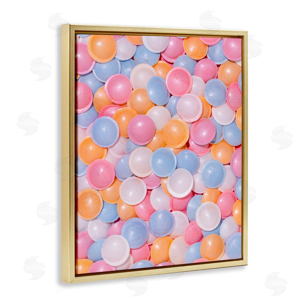 LISH Creative Retro Pastel Candies Gold Floating Framed Canvas Wall Art