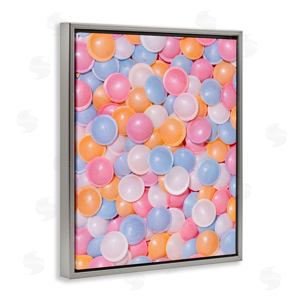 LISH Creative Retro Pastel Candies Gray Floating Framed Canvas Wall Art