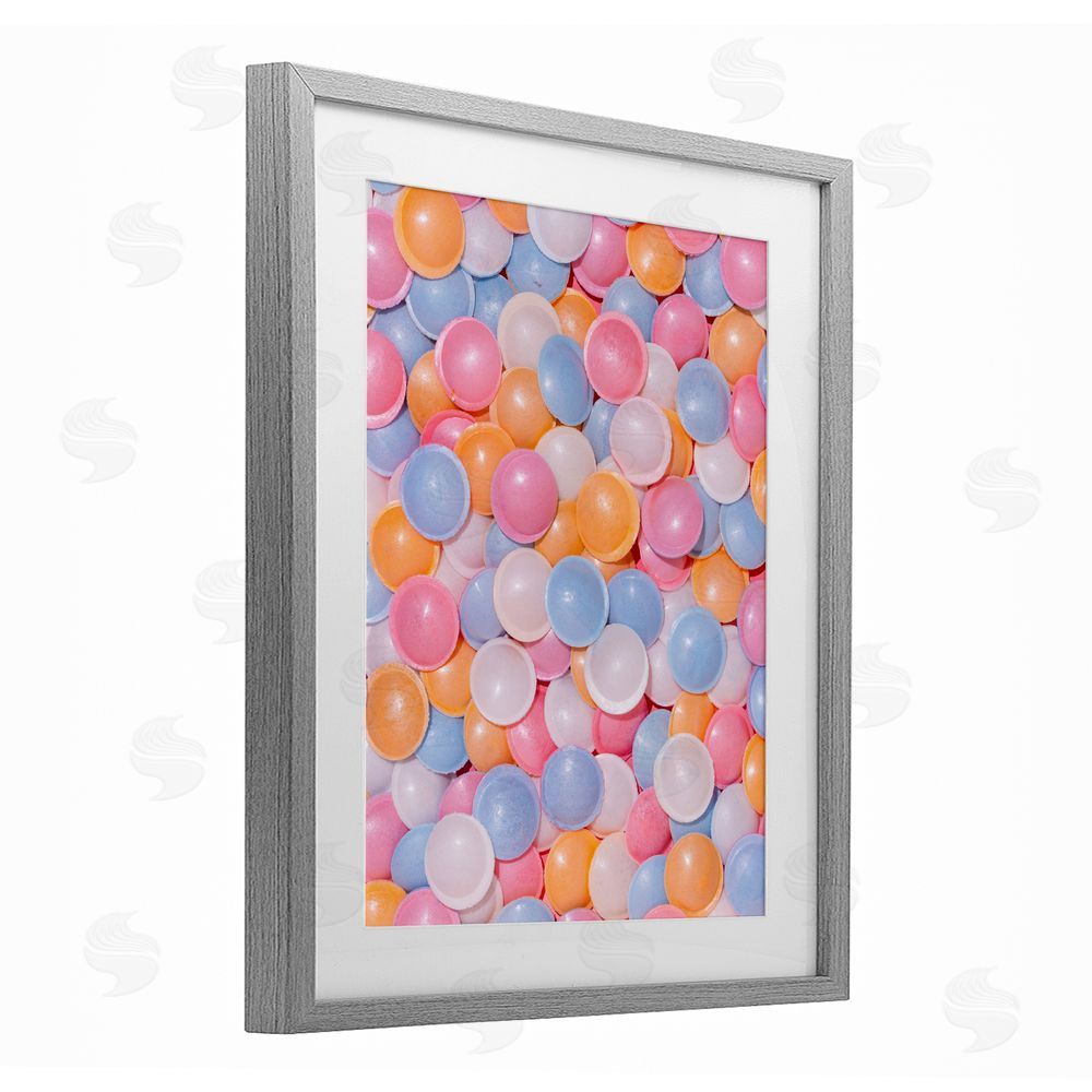 LISH Creative Retro Pastel Candies Gray Framed Print Under Glass Wall Art
