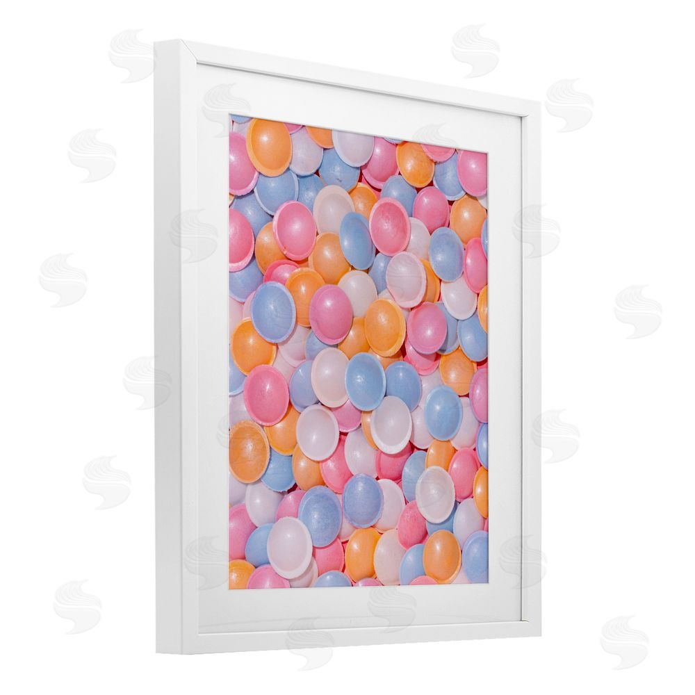 LISH Creative Retro Pastel Candies White Framed Print Under Glass Wall Art