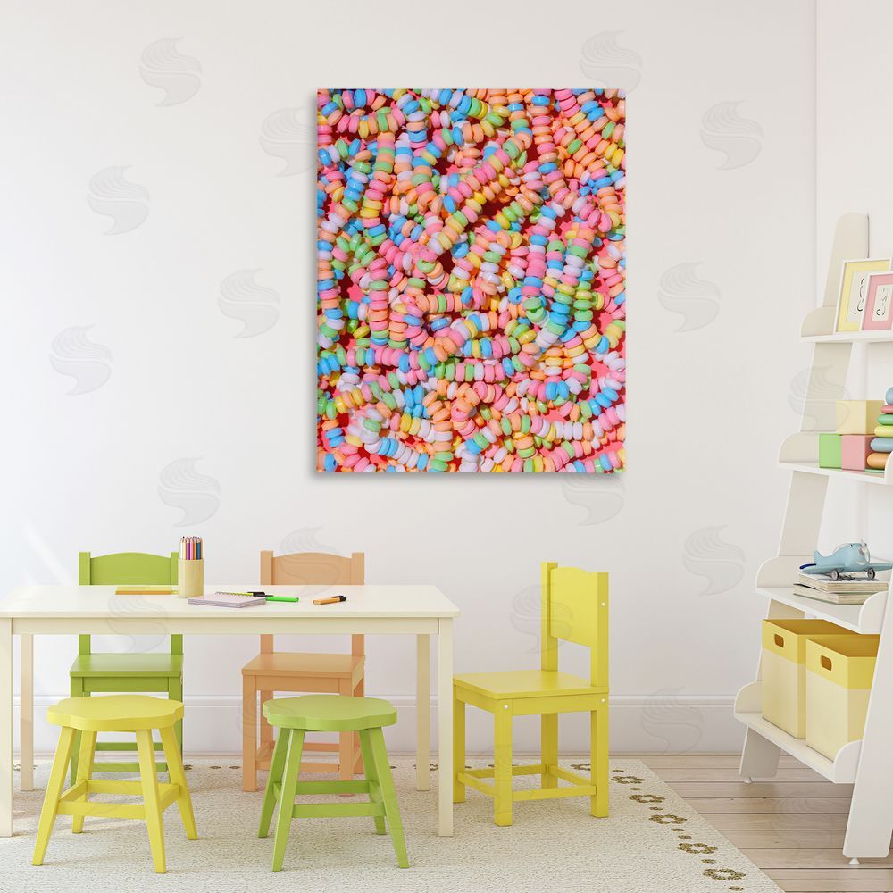 LISH Creative Pastel Candy Necklace Stretched Canvas Wall Art in Room