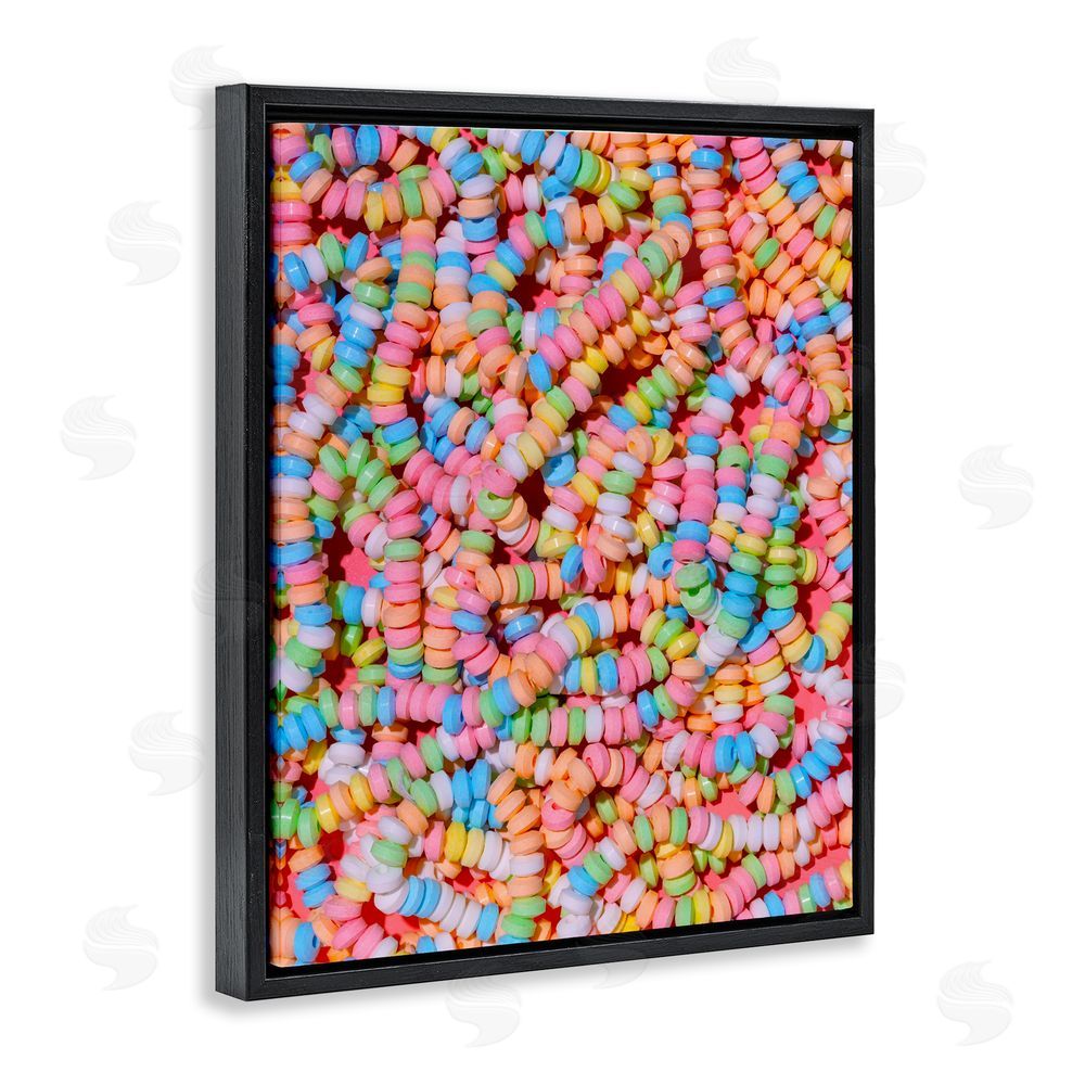 LISH Creative Pastel Candy Necklace Black Floating Framed Canvas Wall Art