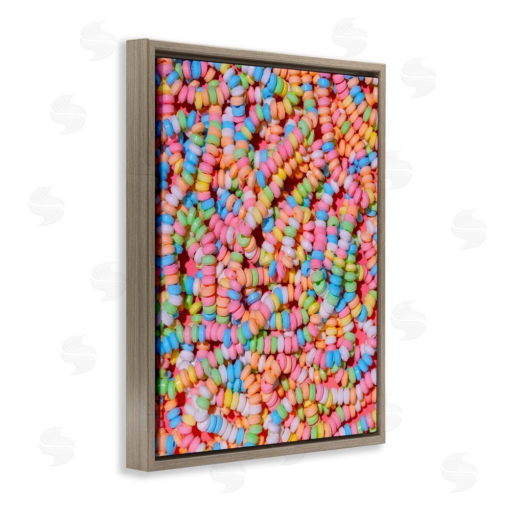 LISH Creative Pastel Candy Necklace Brown Floating Framed Canvas Wall Art