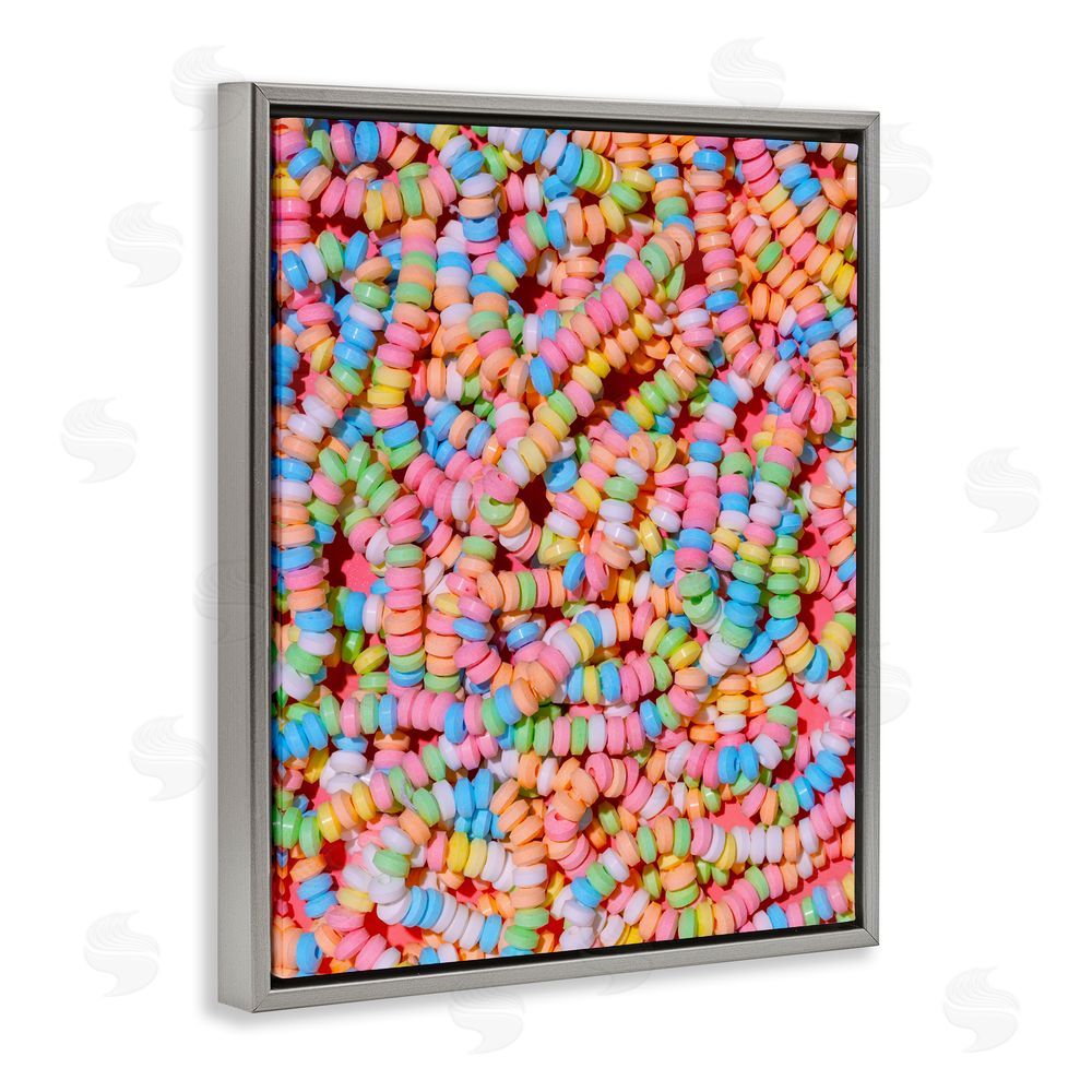 LISH Creative Pastel Candy Necklace Gray Floating Framed Canvas Wall Art