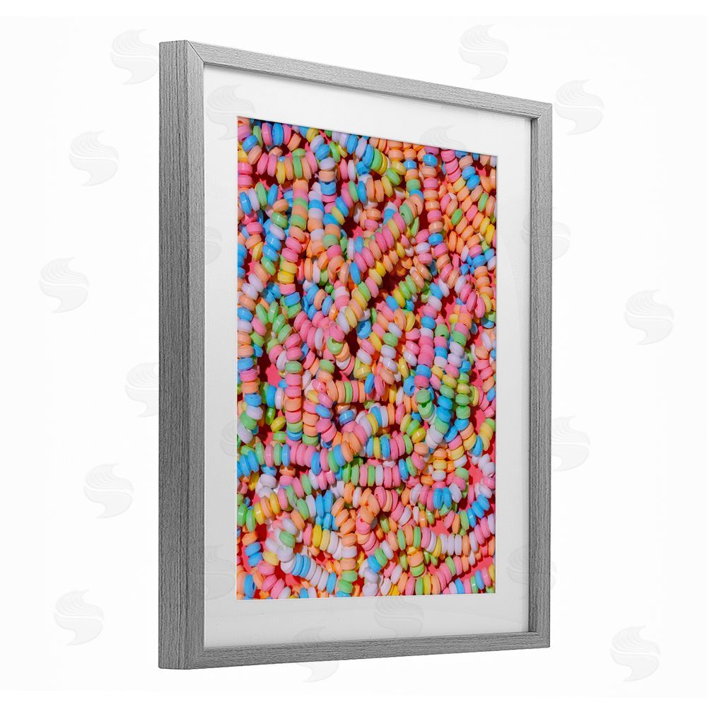 LISH Creative Pastel Candy Necklace Gray Framed Print Under Glass Wall Art