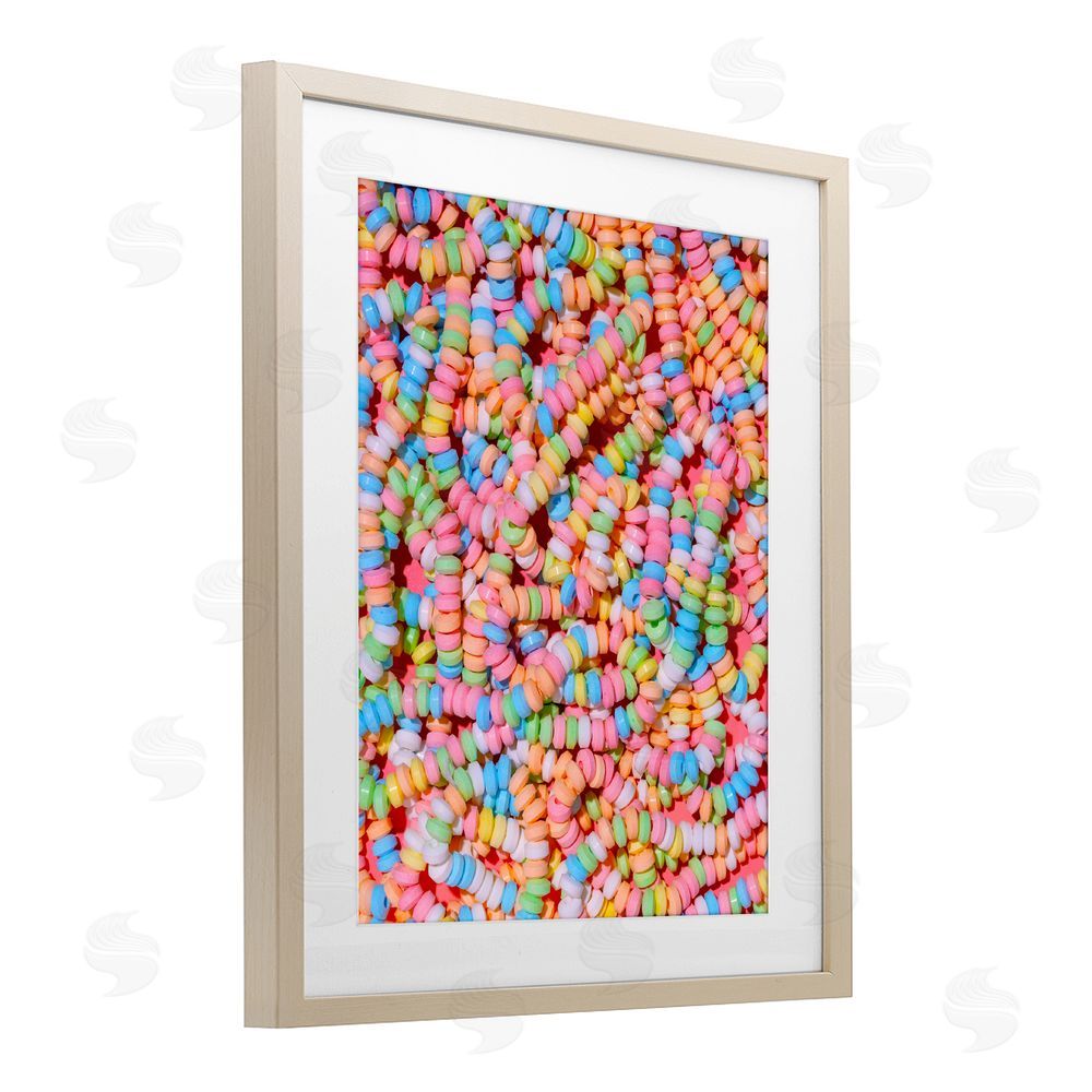 LISH Creative Pastel Candy Necklace Brown Framed Print Under Glass Wall Art