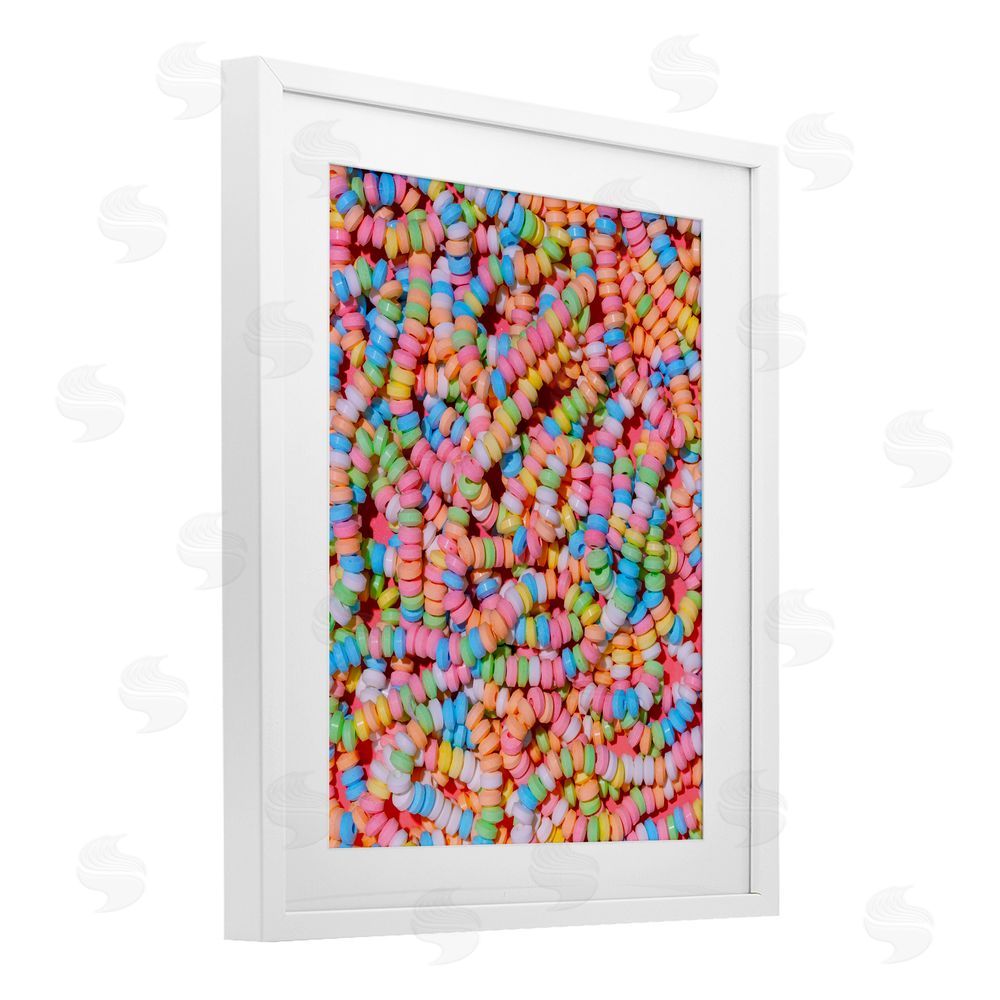LISH Creative Pastel Candy Necklace White Framed Print Under Glass Wall Art