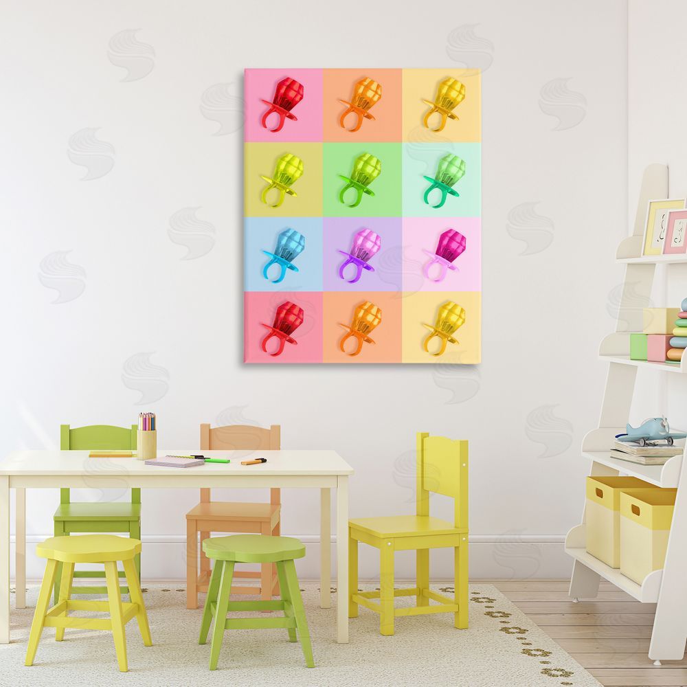 LISH Creative Candy Gem Pop Grid Stretched Canvas Wall Art Print in Room