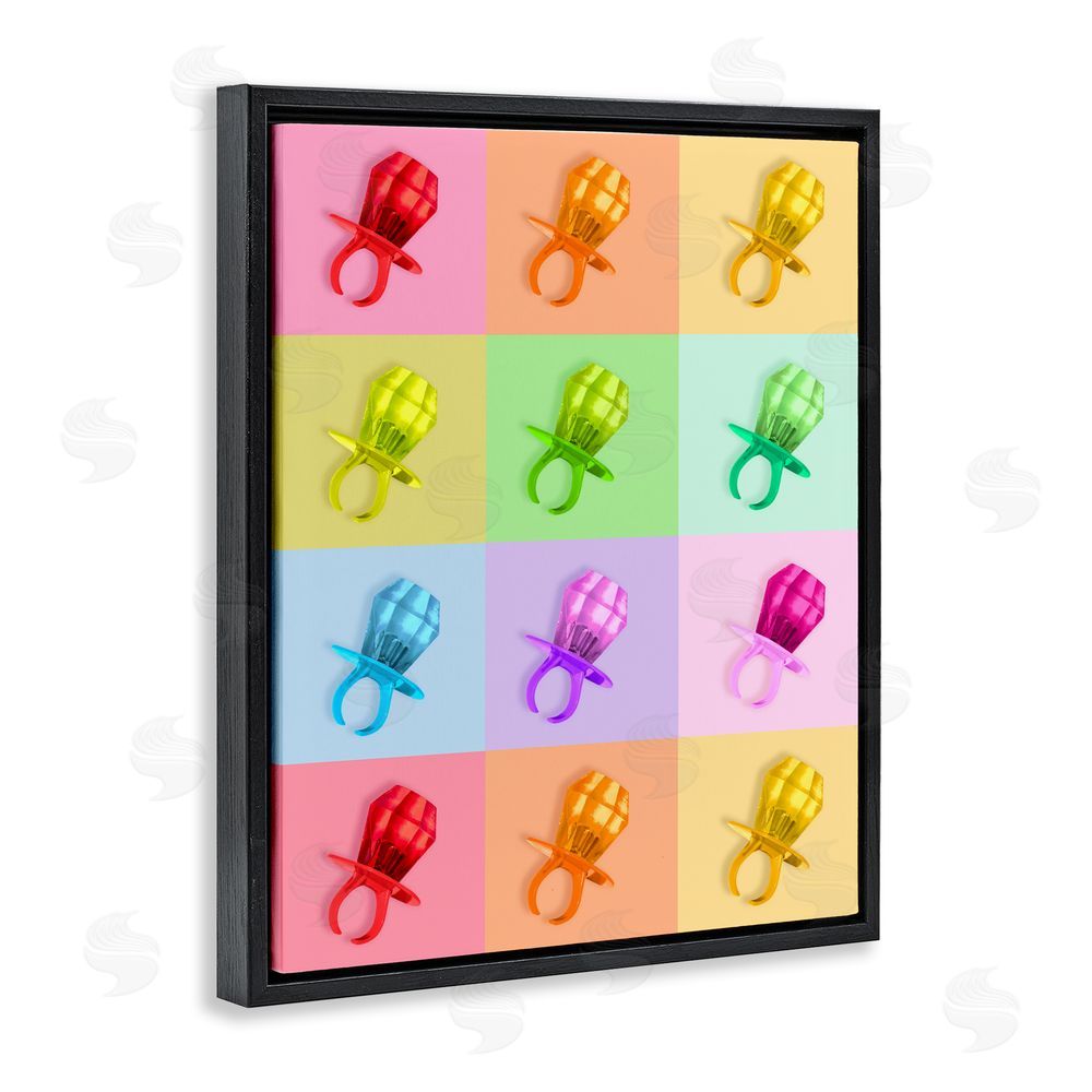 LISH Creative Candy Gem Pop Grid Black Floating Frame Stretched Canvas Wall Art Print