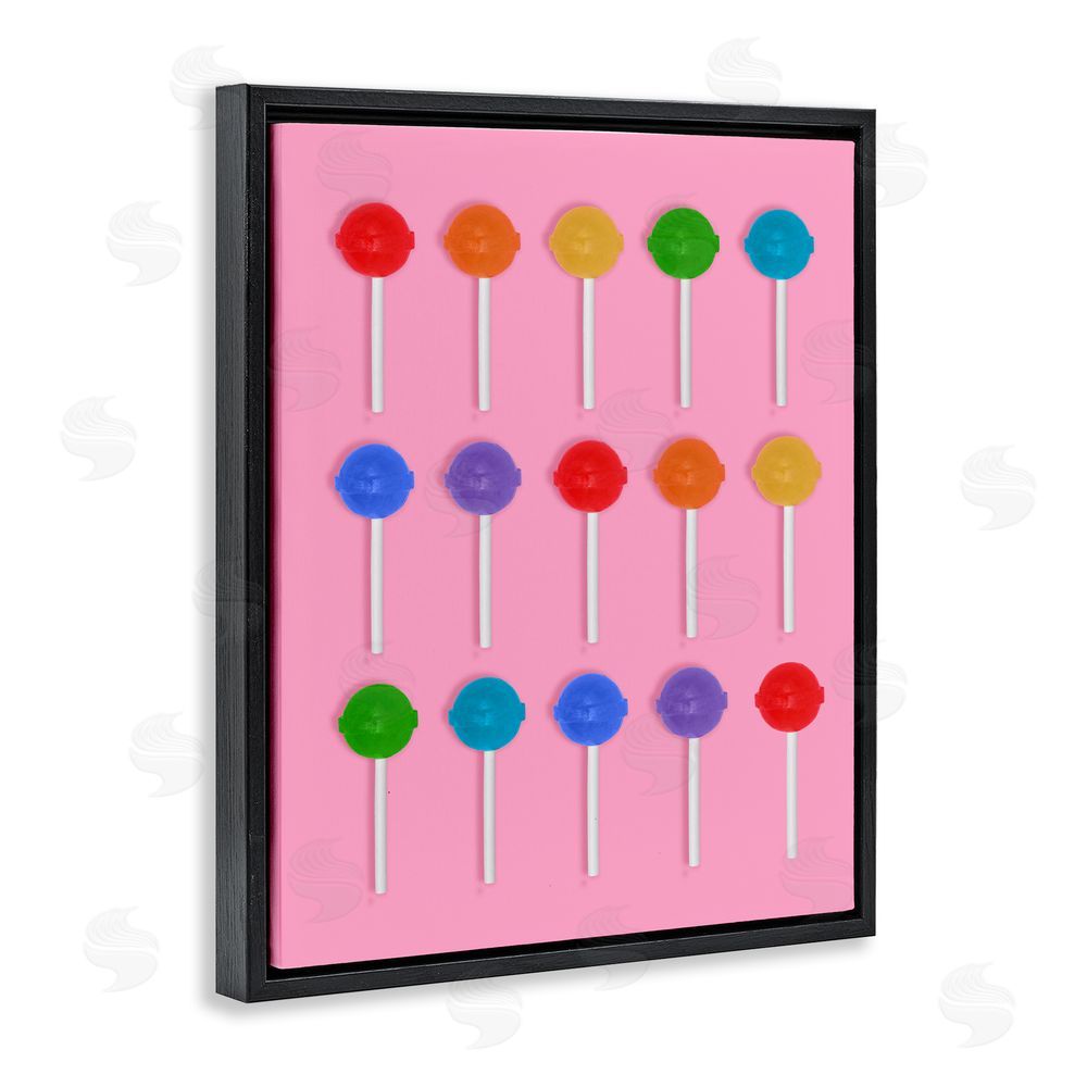 LISH Creative Rainbow Lollipop Grid Black Floating Framed Canvas Wall Art